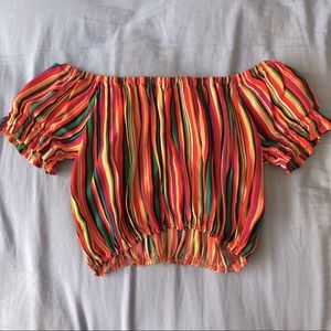 Multicolor Rainbow Crop Top
